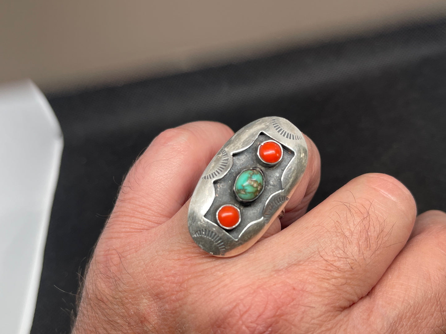 Vintage Native American Sterling Silver Shadow Box Ring,1970’s