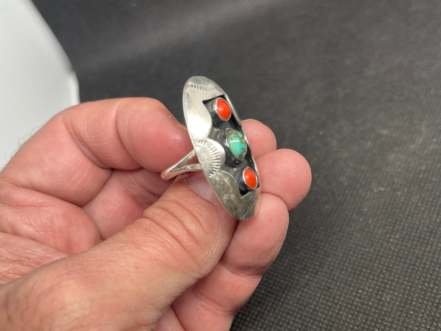 Vintage Native American Sterling Silver Shadow Box Ring,1970’s