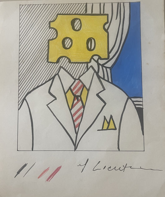Original sketch titled "Cheese Head" signed R. Lichtenstein - Provenance available
