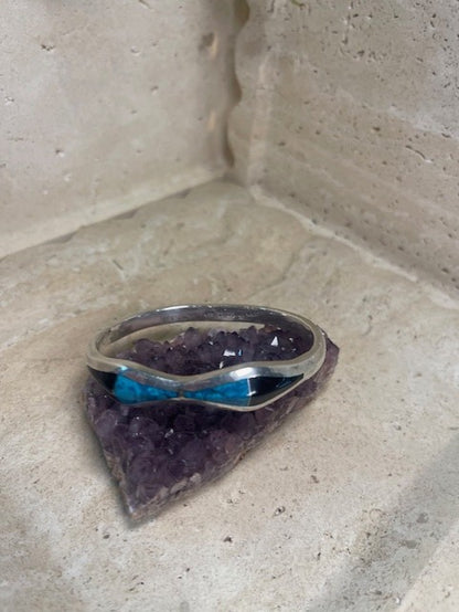 Vintage Sterling Silver, Turquoise and Black Onyx Bracelet