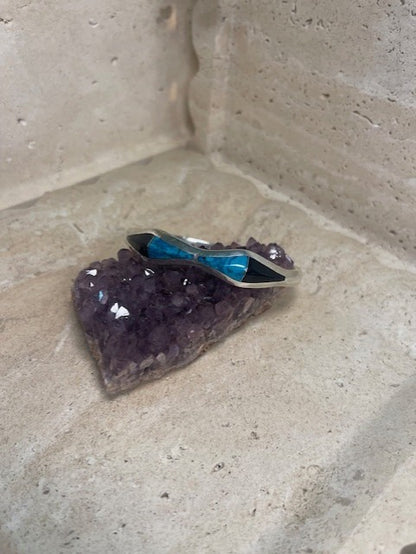 Vintage Sterling Silver, Turquoise and Black Onyx Bracelet