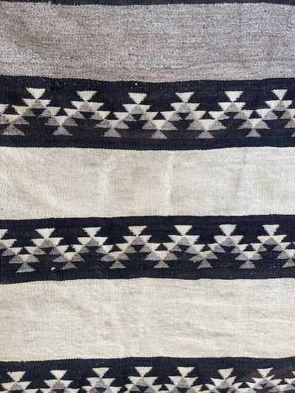 Vintage Navajo Rug, Transitional Banded Five Panel Wearing Blanket, ca 1885 - 1890