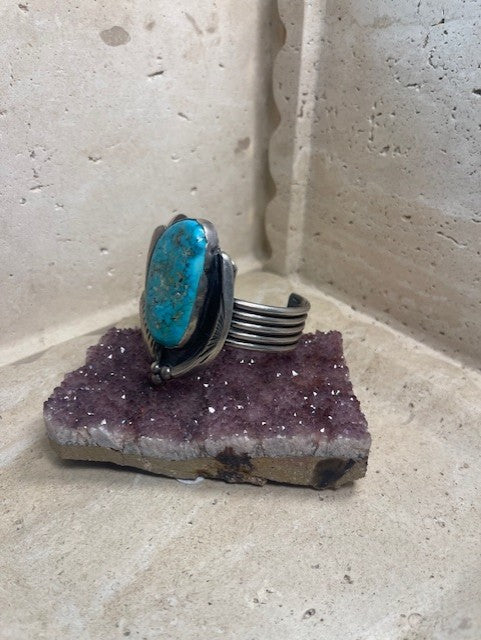 Vintage sterling silver and turquoise Navajo Cuff bracelet