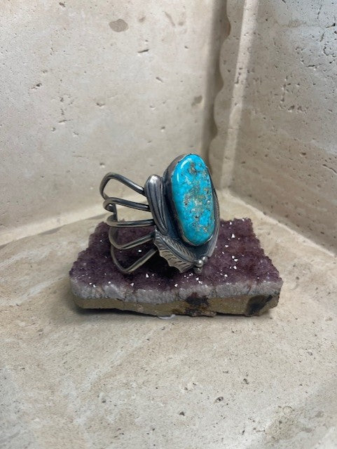 Vintage sterling silver and turquoise Navajo Cuff bracelet