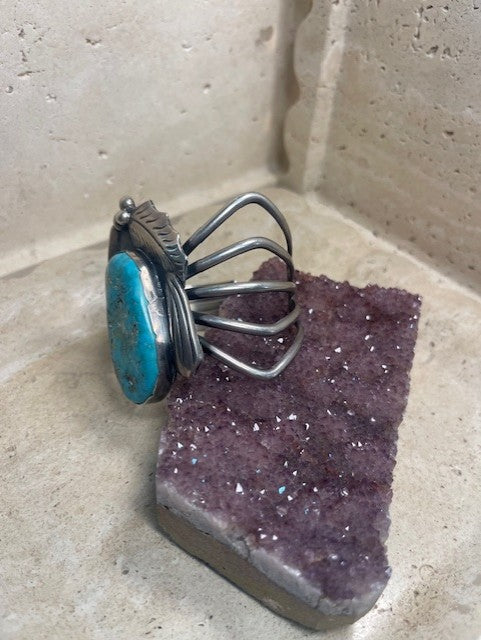 Vintage sterling silver and turquoise Navajo Cuff bracelet