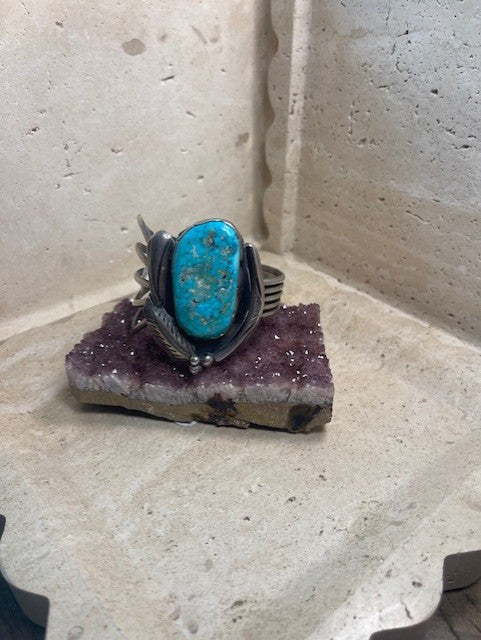 Vintage sterling silver and turquoise Navajo Cuff bracelet
