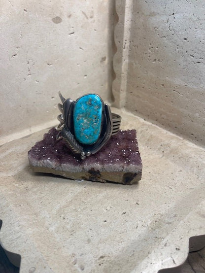 Vintage sterling silver and turquoise Navajo Cuff bracelet