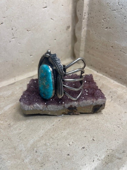 Vintage sterling silver and turquoise Navajo Cuff bracelet