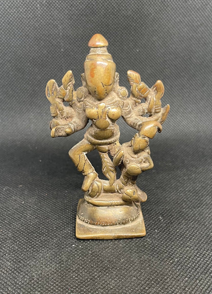Antique Sculpture of Durga slaying the demon Mahisha